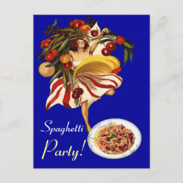 POSTAL FIESTA DE ESPAGUETIS,COCINA ITALIANA Y TOMATES