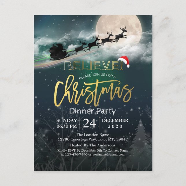 Postal Fiesta de feriado de navidades Santa Hat Reindeer  (Anverso)