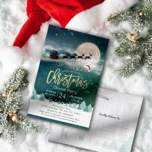 Postal Fiesta de feriado de navidades Santa Hat Reindeer 