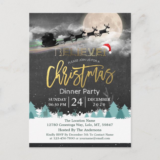 Postal Fiesta de feriado de navidades Santa Hat Reindeer  (Anverso)