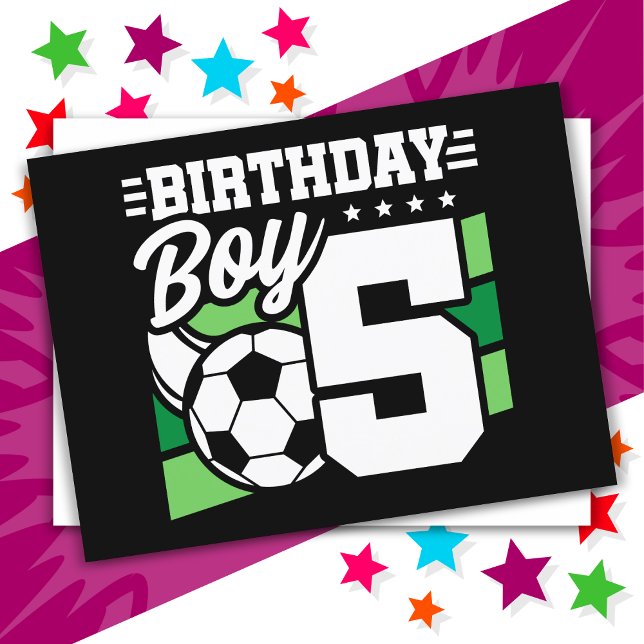 Postal Fiesta de fútbol de 5 años Cumpleaños de 5º niño (Subido por el creador)