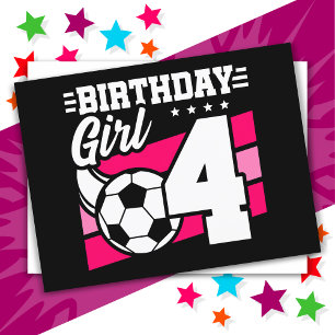 Postal Fiesta de Fútbol para Niña de 4 Años Cumpleaños 4