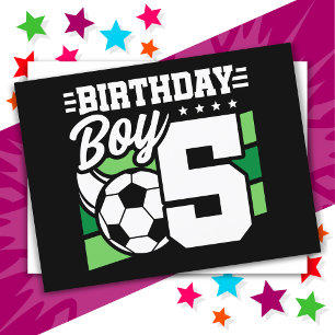Postal Fiesta de Fútbol para Niño de 5 Años Cumpleaños