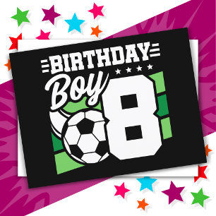 Postal Fiesta de fútbol para niño de 8 años cumpleaños