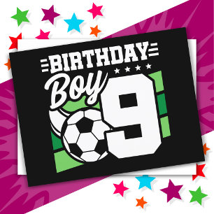 Postal Fiesta de Fútbol para Niño de 9 Años Cumpleaños 9º