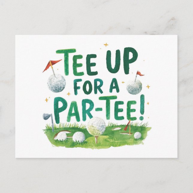 Postal Fiesta de golf gracioso diciendo tee up para par t (Anverso)
