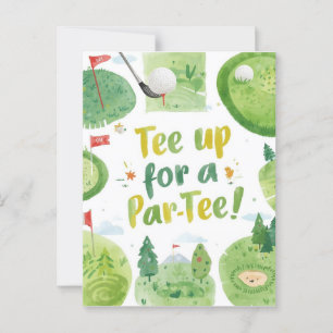 Postal Fiesta de golf gracioso diciendo tee up para par t