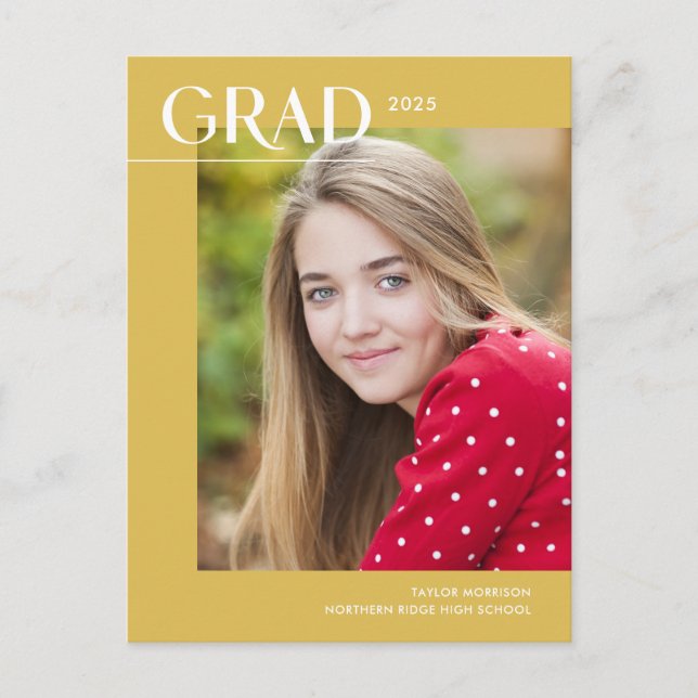 Postal Fiesta de Graduación con Foto de Graduación Modern (Anverso)