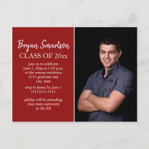 Postal Fiesta de Graduación con Foto Personalizada Roja