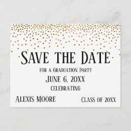 Postal Fiesta de Graduación de Confetti Gold Save the Dat