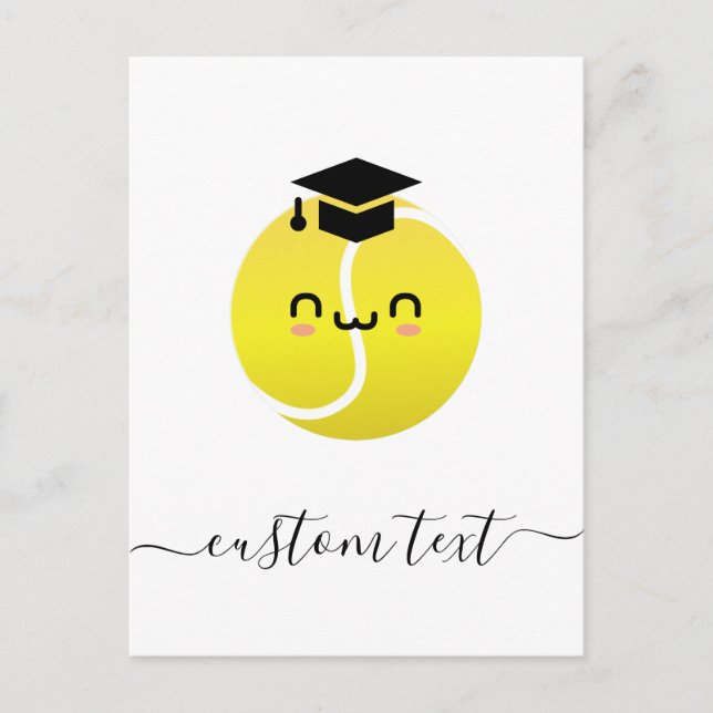 Postal Fiesta de Graduación de Tenis Texto Personalizado  (Anverso)