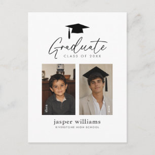 Postal Fiesta de Graduación Entonces y Ahora Foto de Niño