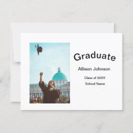 Postal fiesta de graduación simple y elegante de fotograf