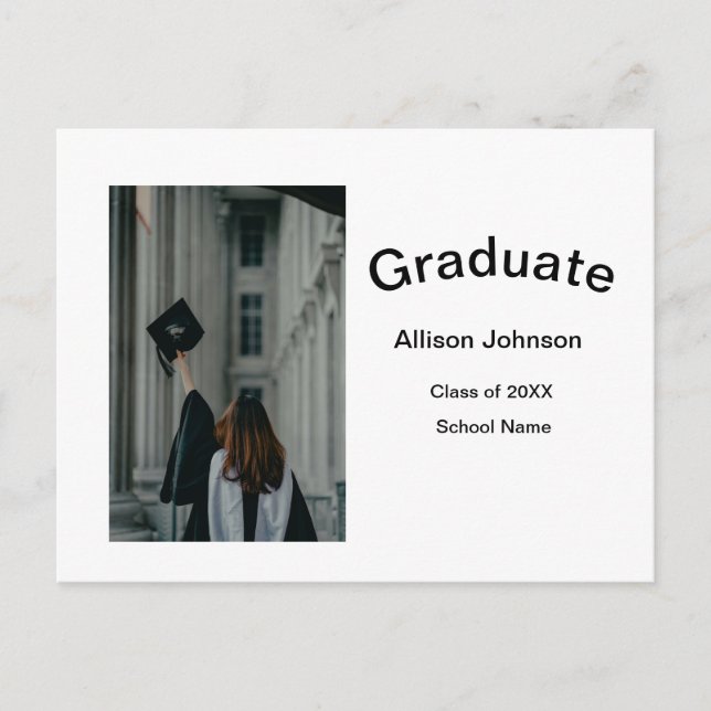 Postal fiesta de graduación simple y elegante de fotograf (Anverso)
