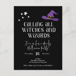 Postal Fiesta de Halloween, brujas y magos