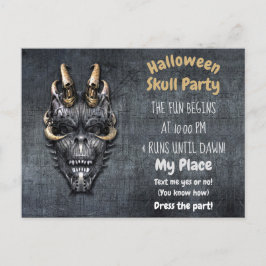 Postal Fiesta de Halloween con cráneo gótico