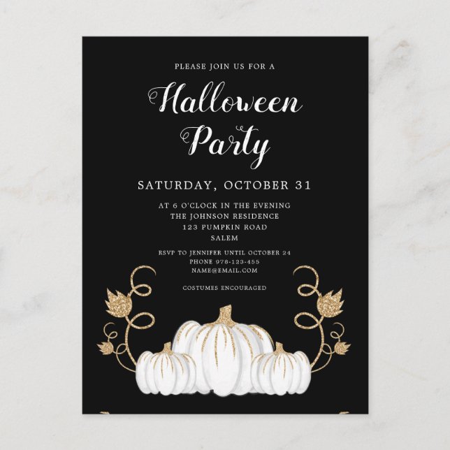 Postal Fiesta de Halloween de la Calabaza Negra (Anverso)
