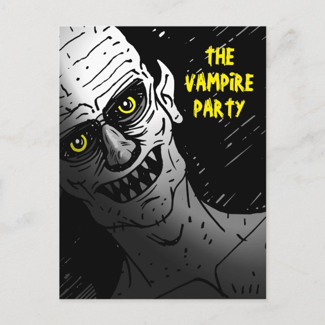 Postal Fiesta de Halloween de vampiro espeluznante (Anverso)