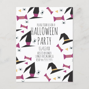 Postal Fiesta de Halloween Sombrero de Bruja Araña Dulces
