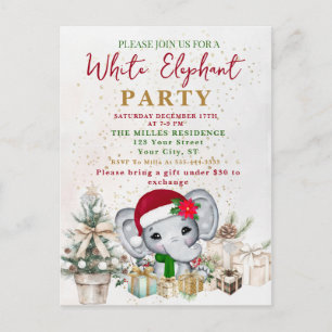 Postal Fiesta de Intercambio de Regalos de Elefante Blanc