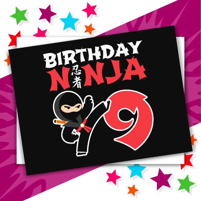 Postal Fiesta de Karate Ninja de 9 Años Cumpleaños Niños (Subido por el creador)