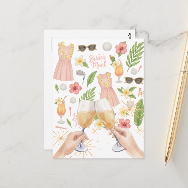 Postal Fiesta de la Bachelorette de la Mujer con temática (Anverso/Reverso In Situ)