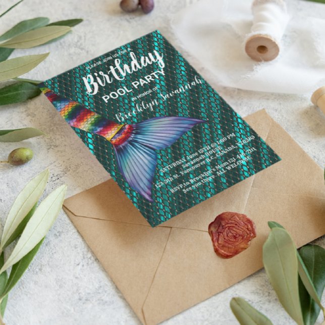 Postal Fiesta de la piscina de cola de sirena turquesa de (Subido por el creador)