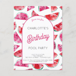 Postal Fiesta de la piscina de cumpleaños de la sandía
