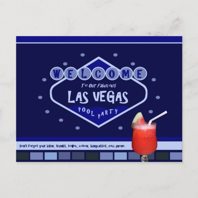 Postal FIESTA de la PISCINA de Las Vegas (Anverso)