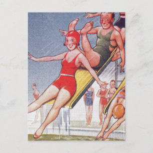 Postal Fiesta de la piscina Verano Vintage