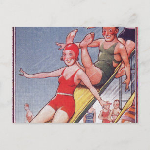 Postal Fiesta de la piscina Verano Vintage