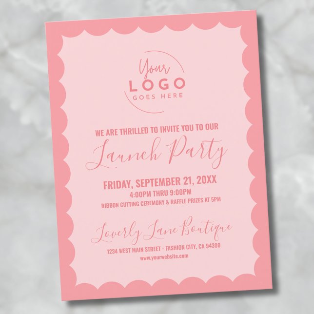 Postal Fiesta de lanzamiento de logotipo Business Grand O (Logo Business Grand Opening Launch Party Postcard)