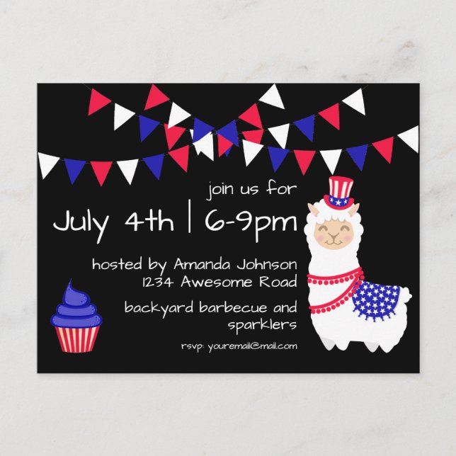 Postal Fiesta de Llama del 4 de julio (Anverso)