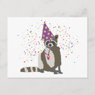 Postal Fiesta de Mapache - Animales en una Fiesta