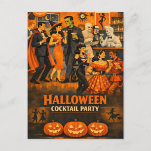 Postal Fiesta de Martini de Halloween Moderno de Mitad de