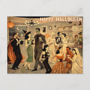 Postal Fiesta de Martini de Halloween Retro de mediados d