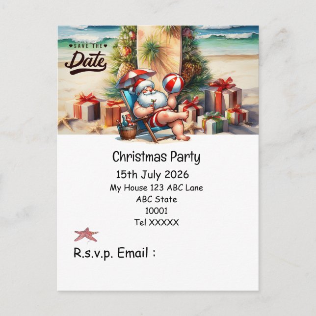 Postal Fiesta de Navidad con PAPÁ NOEL Guarda la fecha   (Anverso)