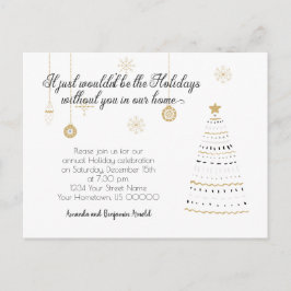 Postal Fiesta de Navidad elegante de negro y dorado