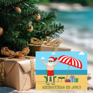 Postal Fiesta de Navidad en Julio Santa Claus de verano e