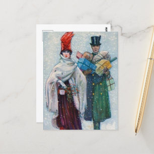 Postal fiesta de Navidad vintage festiva