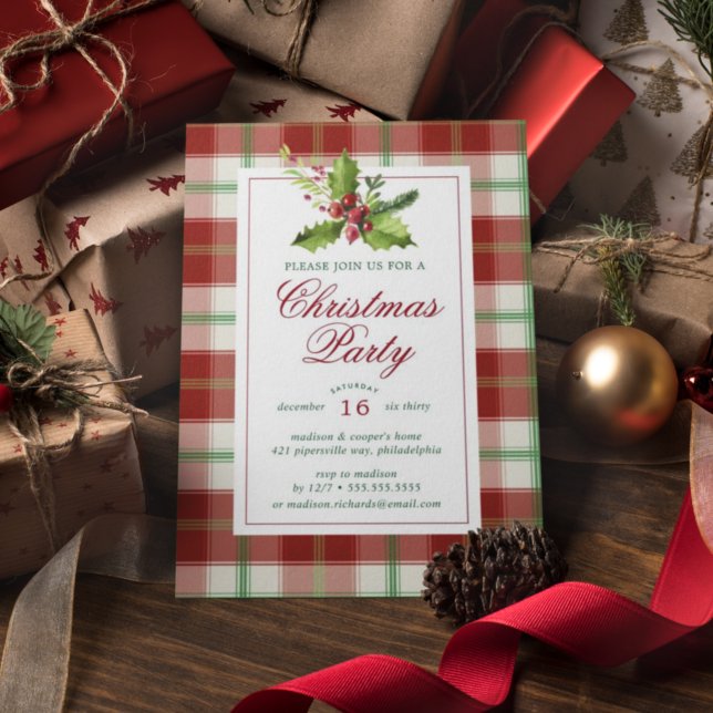 Postal Fiesta de navidades | Acuarela Holly Planteada (Subido por el creador)