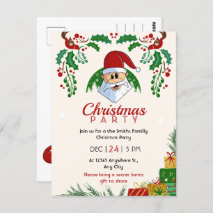 Postal Fiesta de Navidades bonitos Santa Festive Elegante