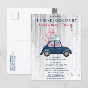 Postal Fiesta de Navidades de árbol de navidad rosado del