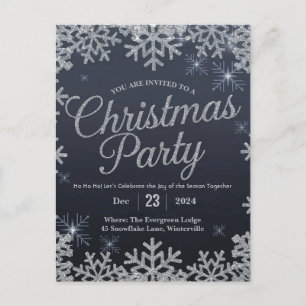 Postal Fiesta de Navidades de plata glamorosa y espuma az