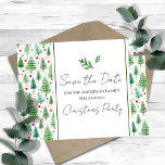 Postal Fiesta de Navidades familiares Guardar el árbol de<br><div class="desc">Diseño de Navidades acuarelas divertidas. Todo el texto es ajustable y fácil de cambiar para sus propias necesidades fiestas. Guardar las postales del fiesta de Navidades de la familia Date.</div>