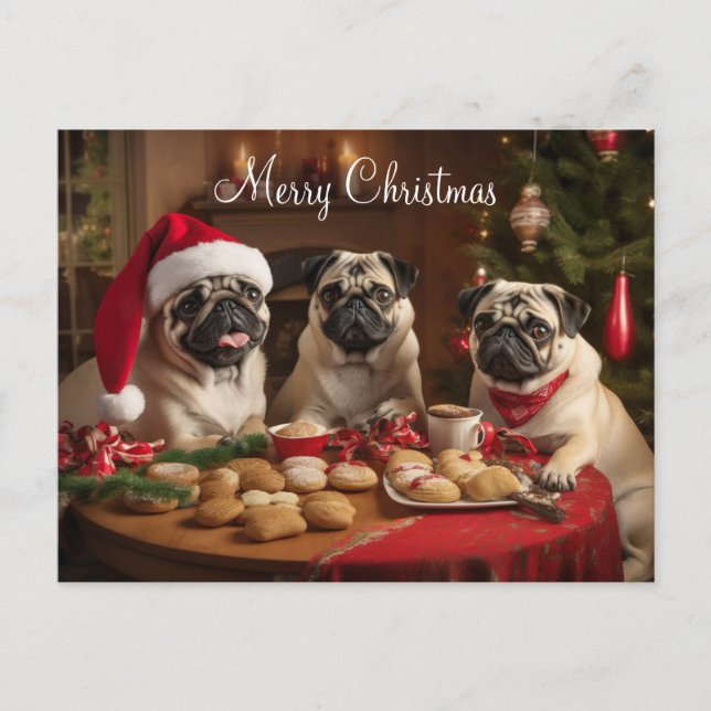 Postal Fiesta de Navidades Pug (Anverso)