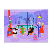 Postal Fiesta de Navidades tropicales retro