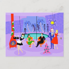 Postal Fiesta de Navidades tropicales retro
