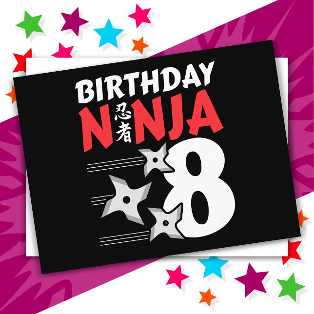 Postal Fiesta de Ninja de 8 Años Estrellas Niños Cumpleañ (Subido por el creador)