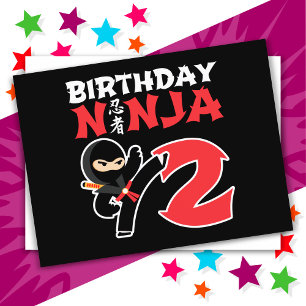 Postal Fiesta de Ninja de Karate de 2 Años Cumpleaños de